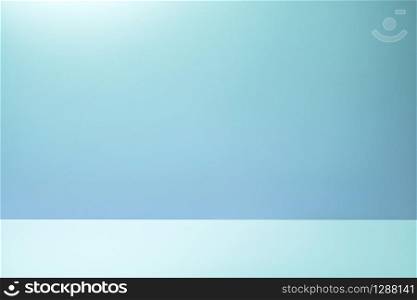 Blue background for product placement or as a design template with wall angle in a full frame view