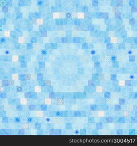 Blue background with abstract bright mosaic pattern