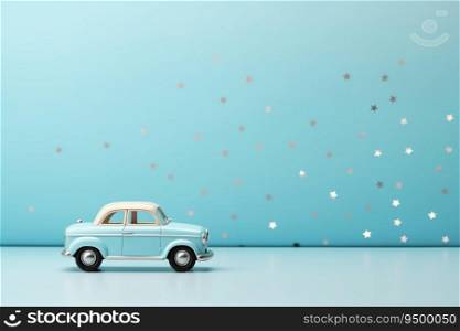 Blue background with toy car and copy space. It&rsquo;s a boy backdrop with empty space for text. Baby shower or birthday invitation, party. Baby boy birth announcement. Men&rsquo;s Day. Generative AI. Blue background with toy car and copy space. It&rsquo;s a boy backdrop with empty space for text. Baby shower or birthday invitation, party. Baby boy birth announcement. Men&rsquo;s Day. Generative AI.