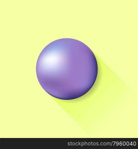 Blue Ball Isolated on Yellow Background. Long Shadow. Blue Ball