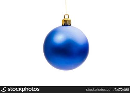 Blue ball of christmas on a over white background