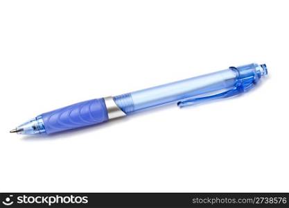 Blue Ball Point Pen Isolated On White background