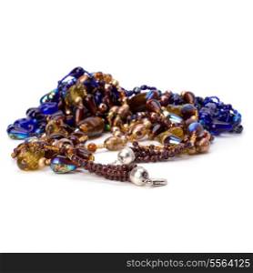 blue beads isolated on white background