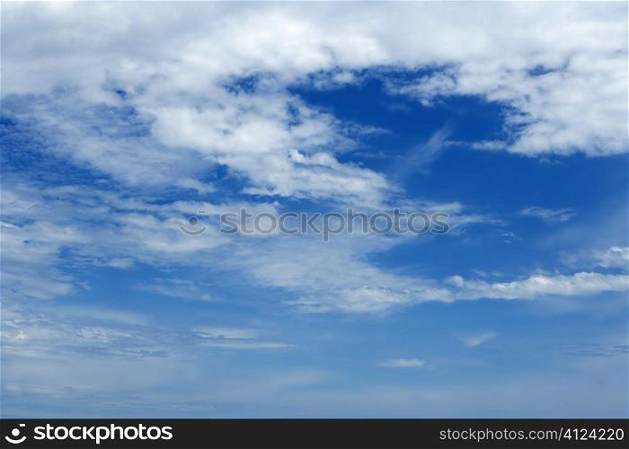 Blue beautiful sky with white clouds view in sunny day