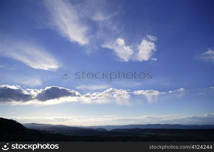 Blue beautiful sky with white clouds view in sunny day, nature