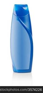 blue bottle of shampoo