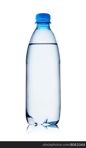 Blue bottle of water isolated on a white background. Blue bottle of water