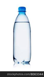 Blue bottle of water isolated on a white background. Blue bottle of water