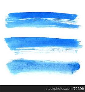 Blue brush strokes isolated over the white background