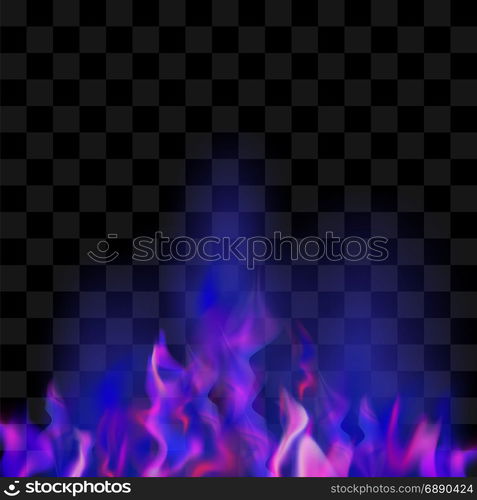 Blue Burning Fire Flame on Checkered Background. Blue Burning Fire Flame