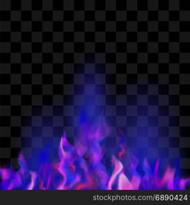 Blue Burning Fire Flame on Checkered Background. Blue Burning Fire Flame