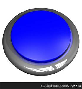 Blue button isolated over White, 3d render, square image