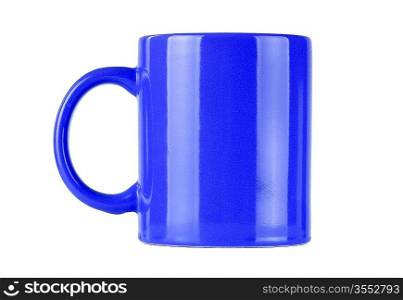 blue ceramic mug isolated on white background