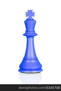 Blue chess piece king isolated on a white background