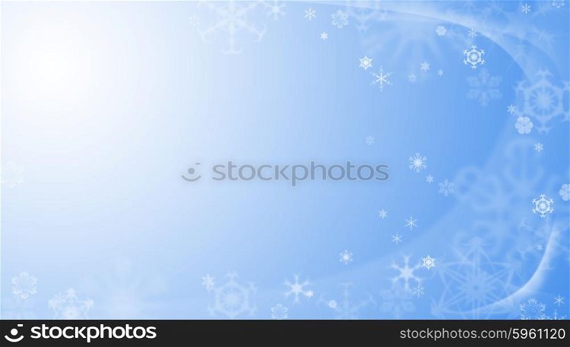 Blue christmas background with white snowflakes