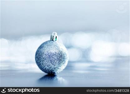 blue christmas ball macro close up