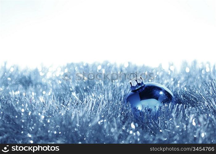 blue christmas ball on holiday background