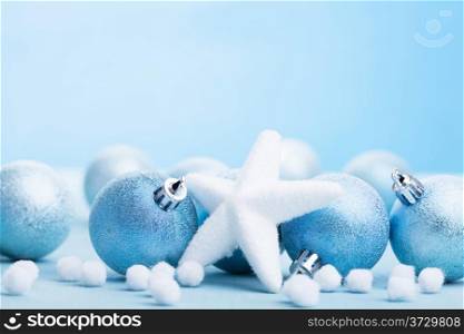 blue christmas balls and decoration