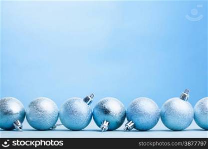 blue christmas balls decoration background