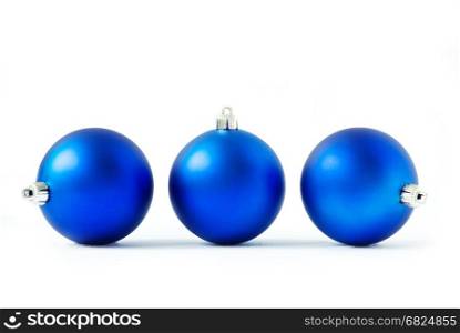 blue christmas balls isolated on a white