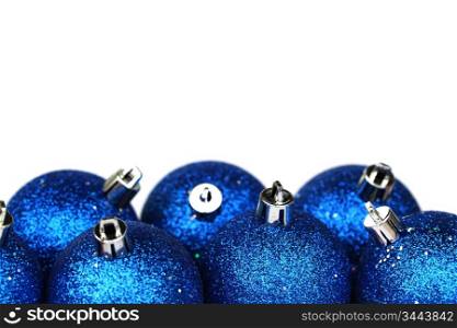 blue christmas balls isolated on white