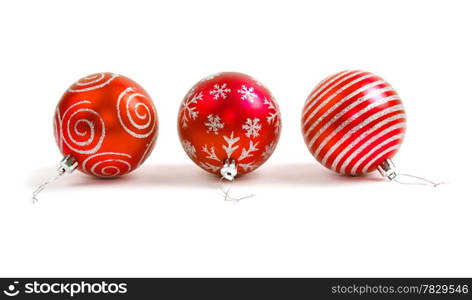 blue christmas balls isolated on white