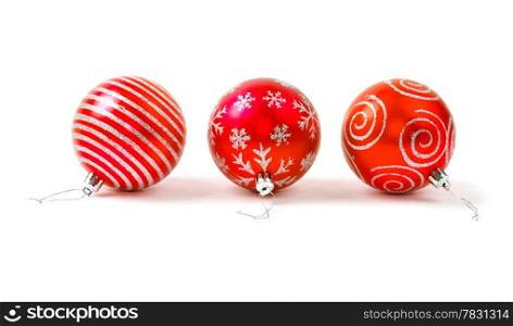 blue christmas balls isolated on white