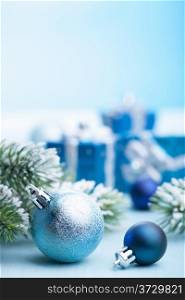 blue christmas gifts and decoration