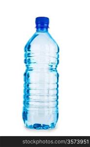 blue closed bottle with water isolated