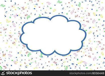 Blue cloud with copy space for text on colorful ribbon background. 3d rendering.