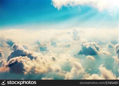 Blue clouds and sky. Natural background