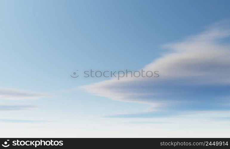 Blue cloudy sky background. Nature and landscape concept. 3D illustration rendering