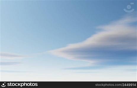 Blue cloudy sky background. Nature and landscape concept. 3D illustration rendering