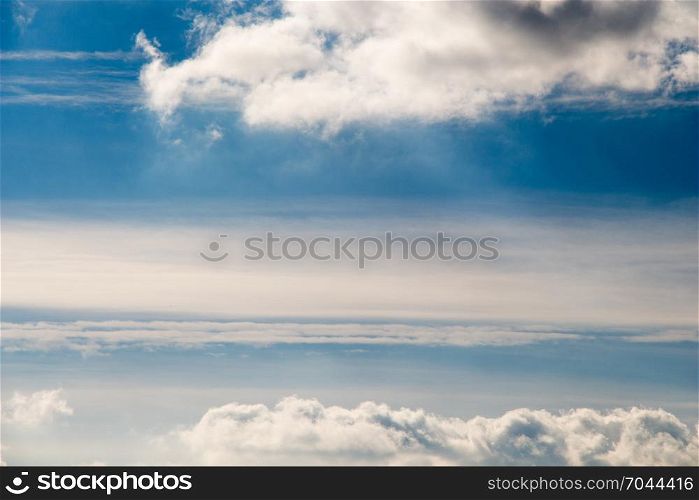 Blue cloudy sky with gray clouds