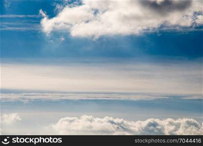 Blue cloudy sky with gray clouds