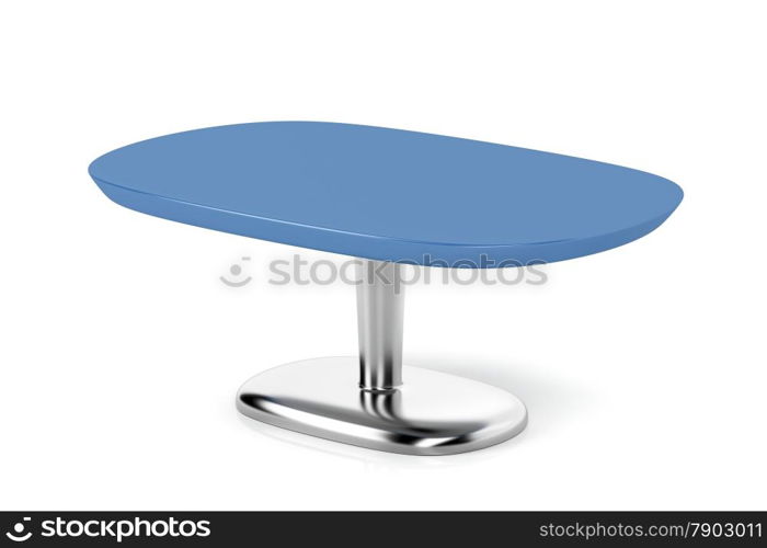 Blue coffee table on white background