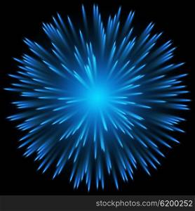 Blue color design with a burst. . Blue color design with a burst. Blue fireworks