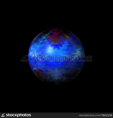 Blue color fractal globe on a black background.