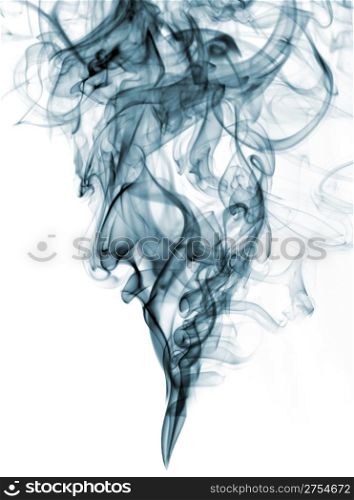 blue color smoke from white background . The abstract image of a smoke on a white background
