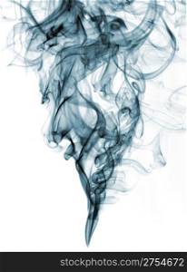blue color smoke from white background . The abstract image of a smoke on a white background
