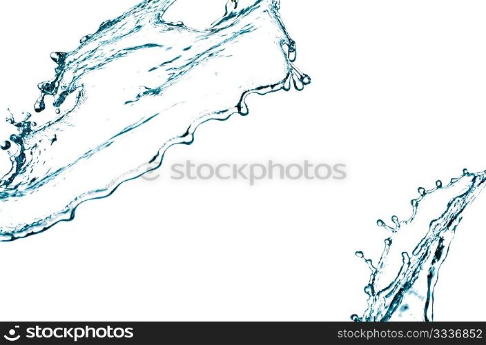 Blue color water splash on white background.