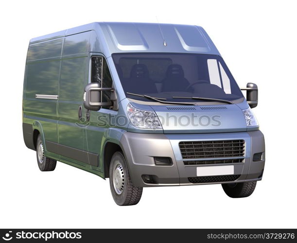 Blue commercial delivery van isolated on a white background