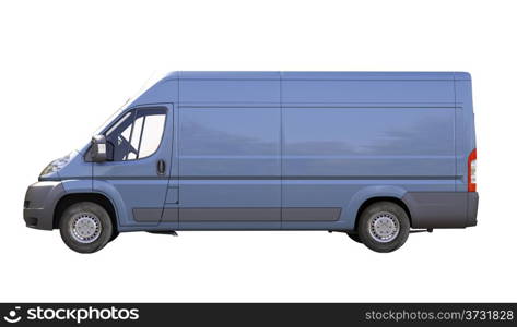 Blue commercial delivery van isolated on a white background