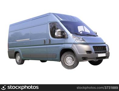 Blue commercial delivery van isolated on a white background