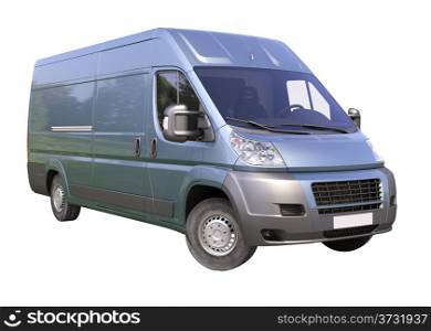 Blue commercial delivery van isolated on a white background