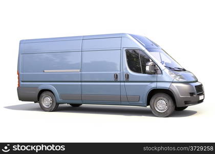 Blue commercial delivery van on a white background