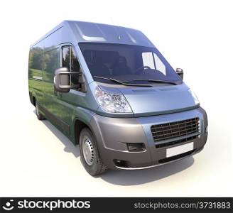 Blue commercial delivery van on a white background