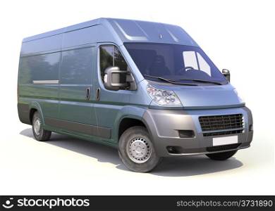 Blue commercial delivery van on a white background