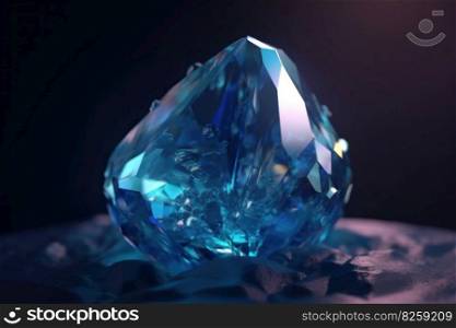 Blue crystal stone. Rock gem nature. Generate Ai. Blue crystal stone. Generate Ai