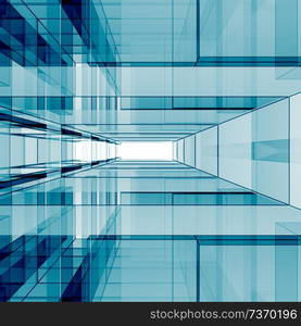 Blue cube architecture modern background. 3d rendering. Blue cube 3d rendering